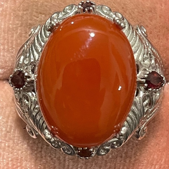 Huge Karis STS Red Agate Mozambique Cabochon Statement Ring Sz8 NWOT - Picture 3 of 10
